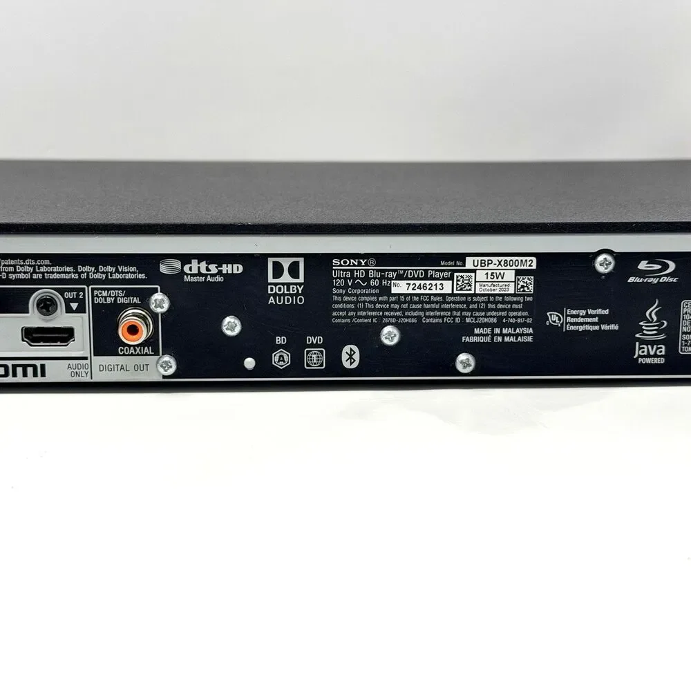 Sony UBP-X800M2 4K 2160p Blu Ray DVD Player Region A HDMI No Remote Tested Black